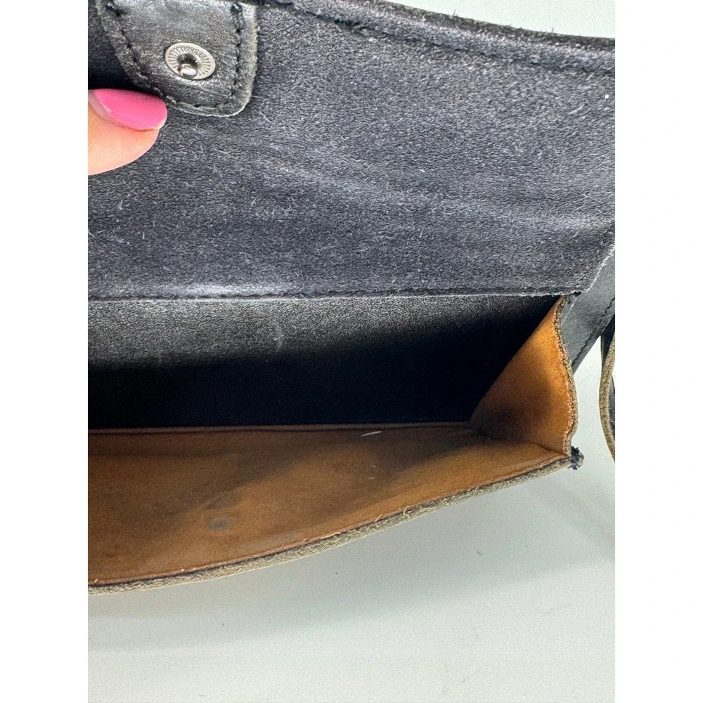 Patricia Nash Vintage Distressed Leather Crossbody Wallet Black Organizer